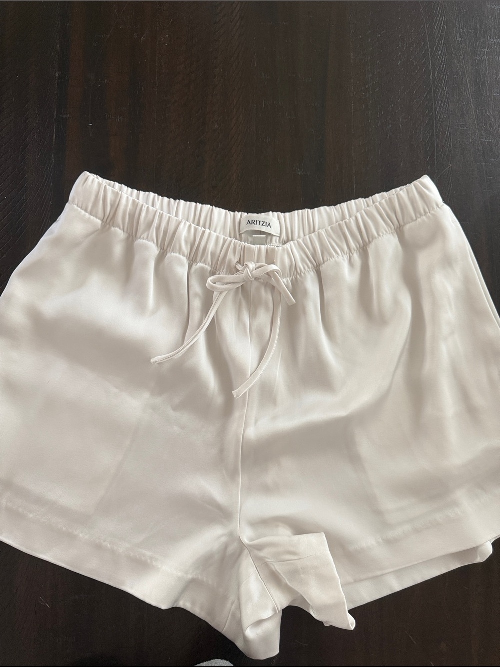 Aritzia Cream Satin Lounge Shorts